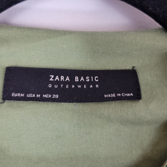 ZARA green cotton twill bell sleeve tribal southwest fringe trim zip jacket - Picture 9 of 14